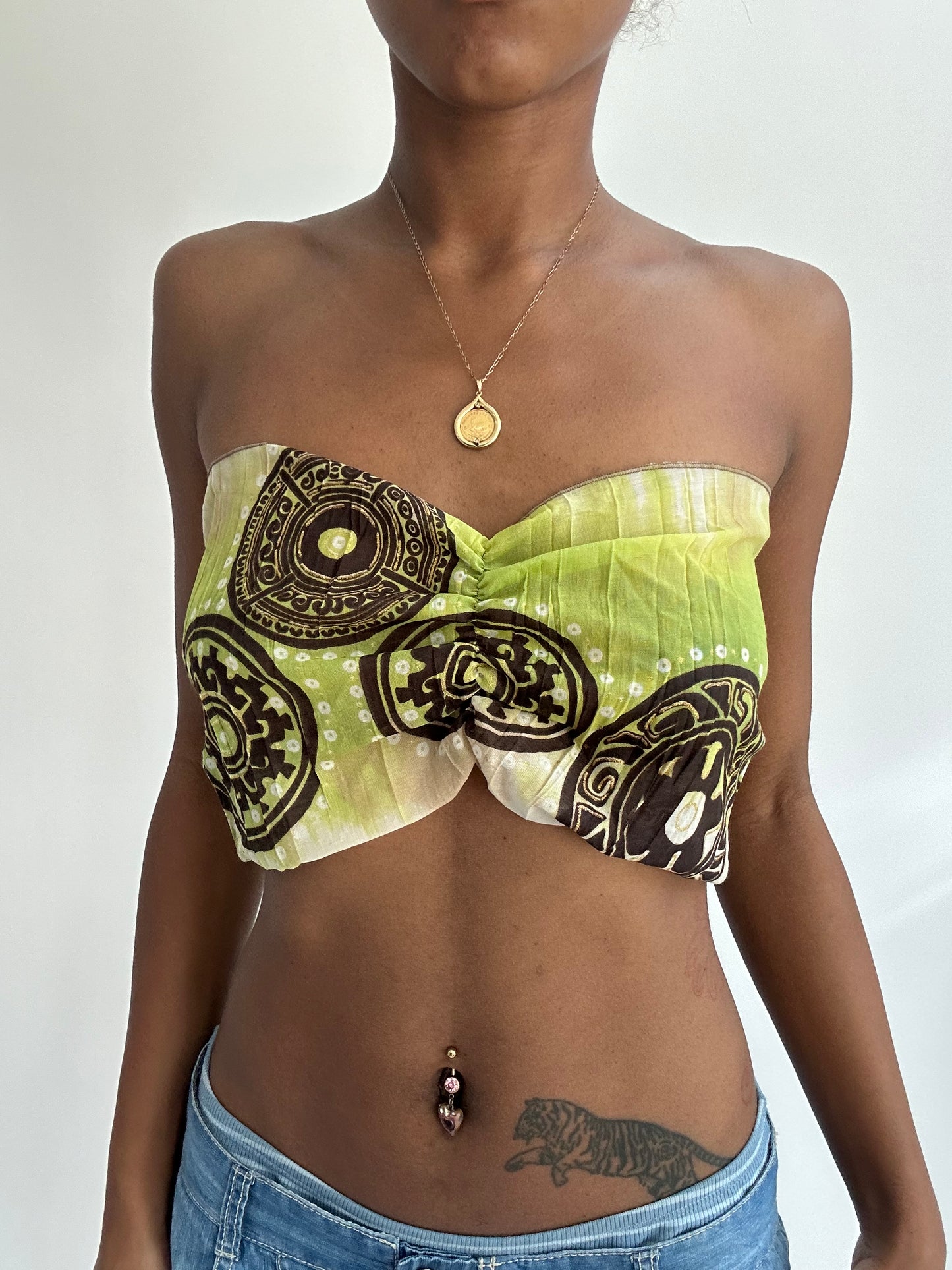 summermaxxing drop | small green patterned bandeau top