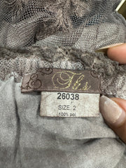 BEST PICKS | small grey mauve babydoll midi dress with mesh overlay