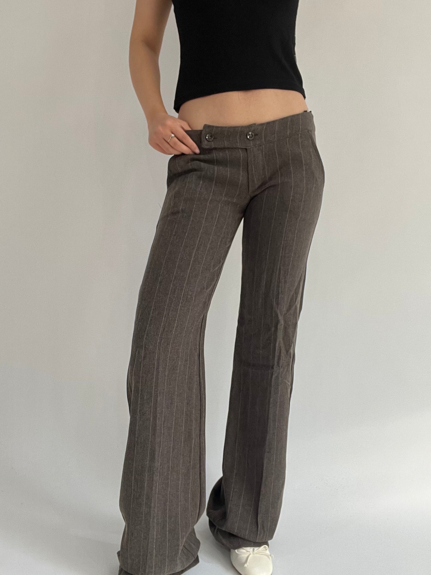 ‼️ | brown pinstripe trouser with brown details