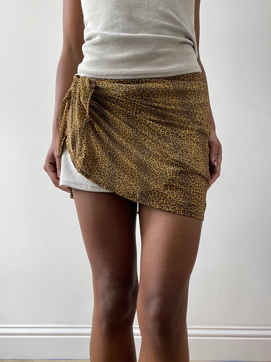 midsummer edit | one size brown leopard print beach skirt