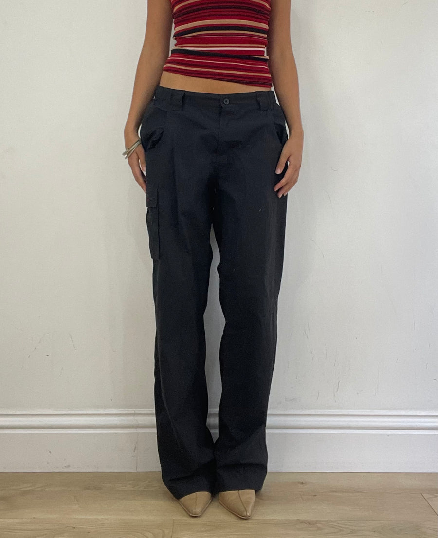 selección vintage | Pantalón de carga de cintura baja media negra