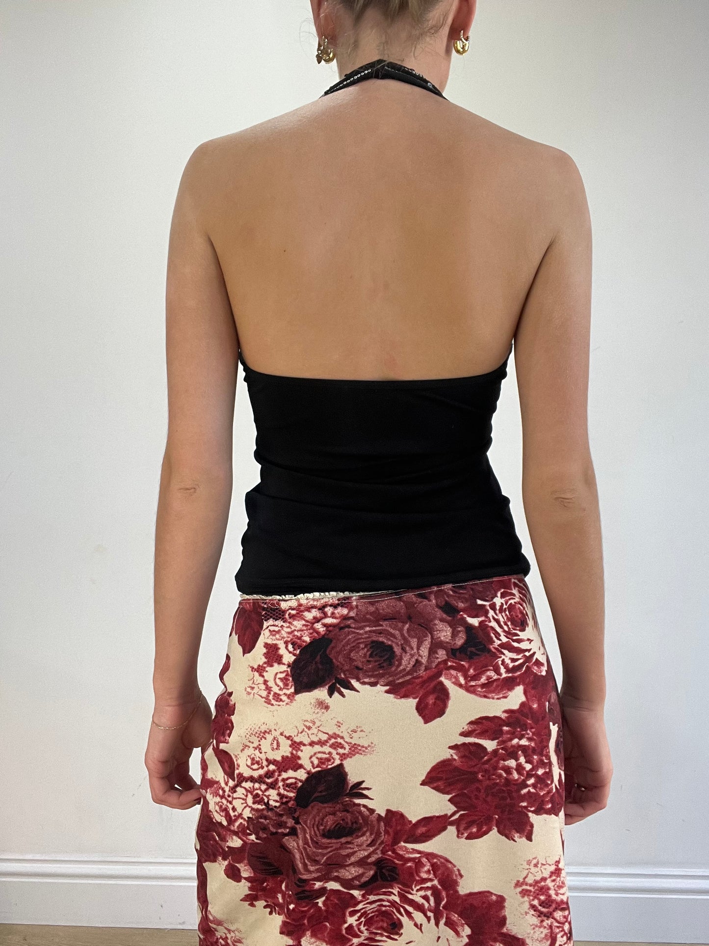 vintage edit sixteen | medium black and silver halterneck top
