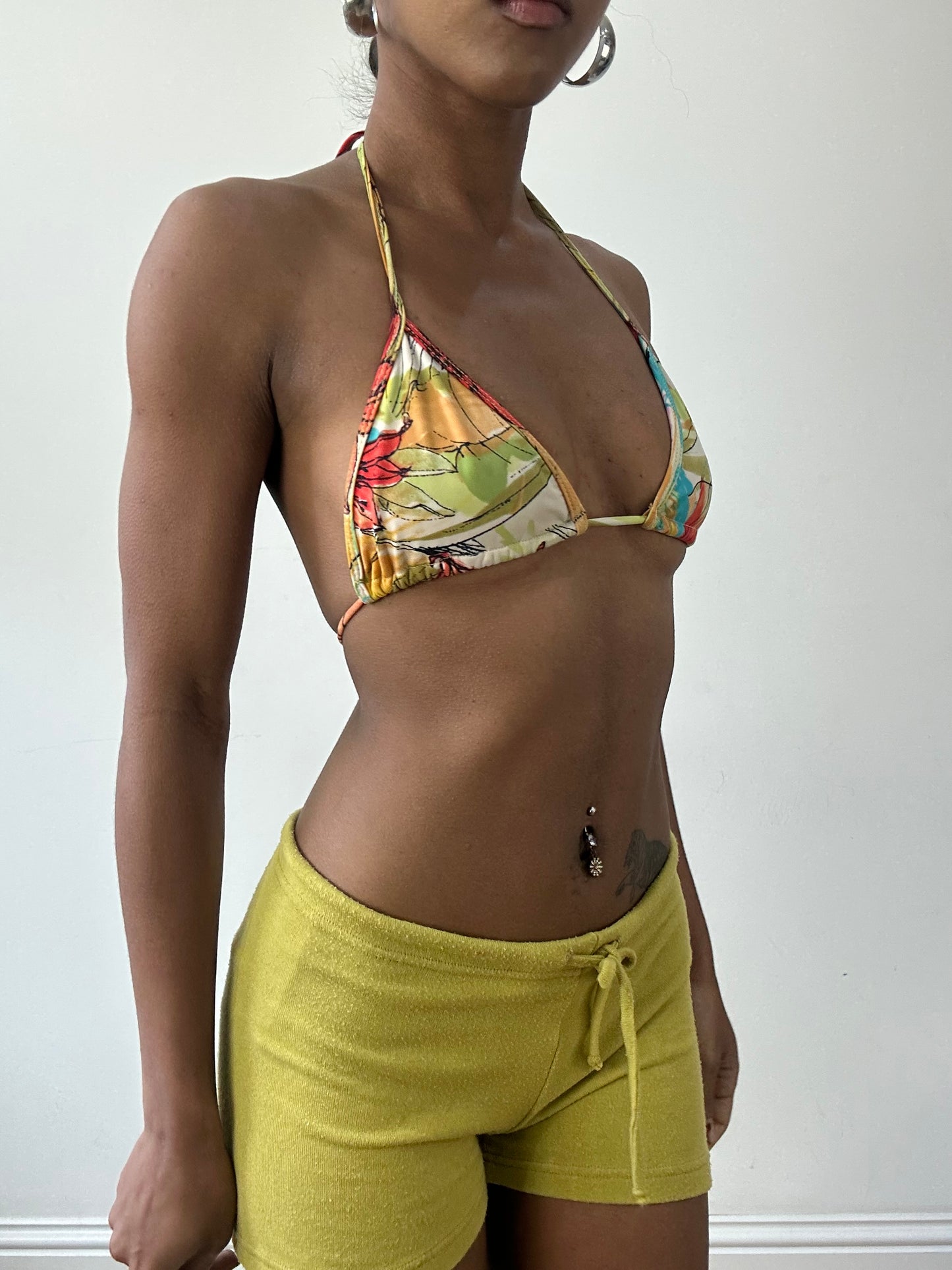vintage edit thirty-one | small green bikini set with red floral print