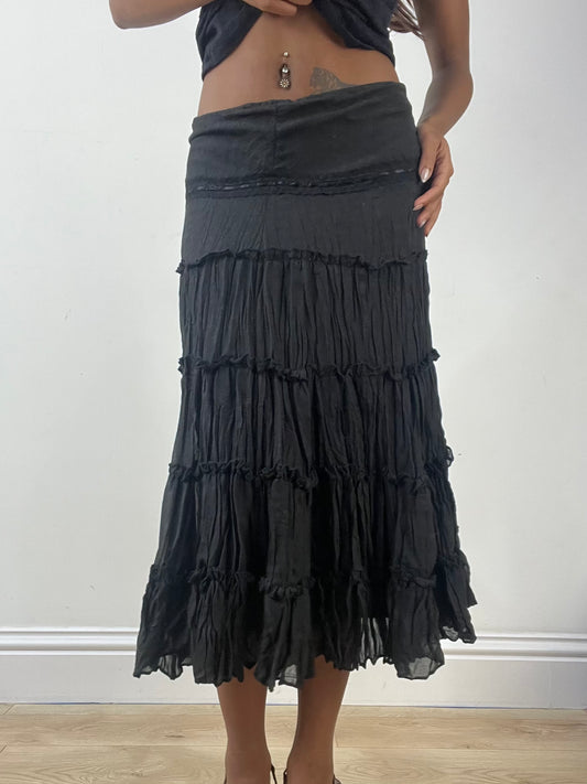 BEST PICKS | medium black tiered midi skirt