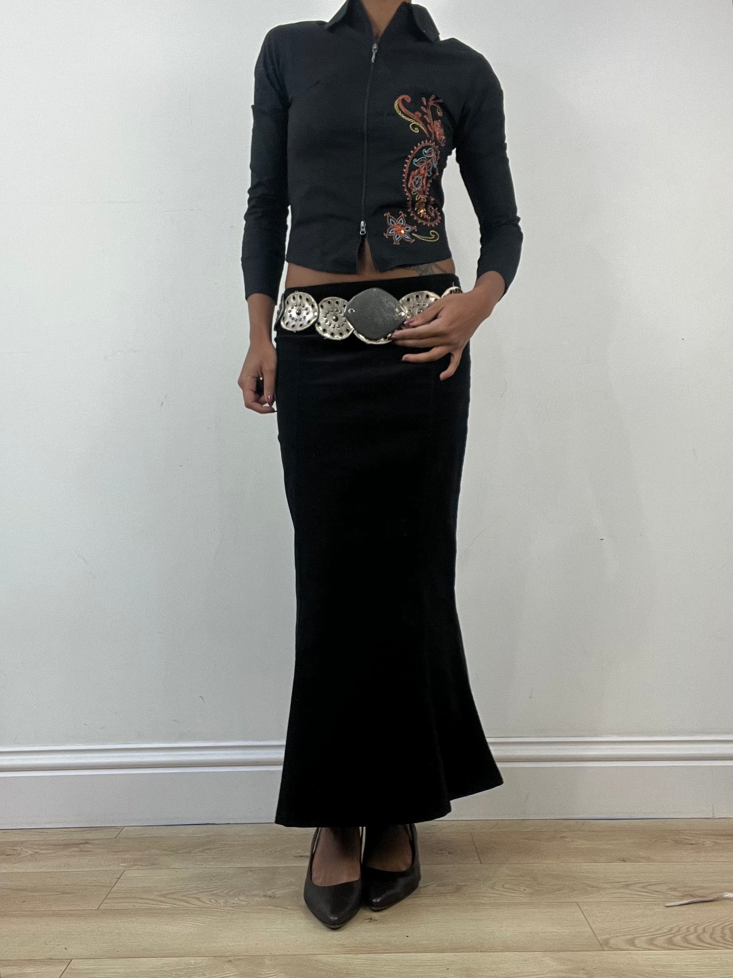 winter edit | silver studded circle pendant belt