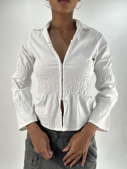 vintage edit thirty-five | small/medium white pinstripe top