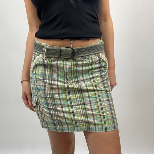 BEST PICKS | small green/blue checked skirt with belt included