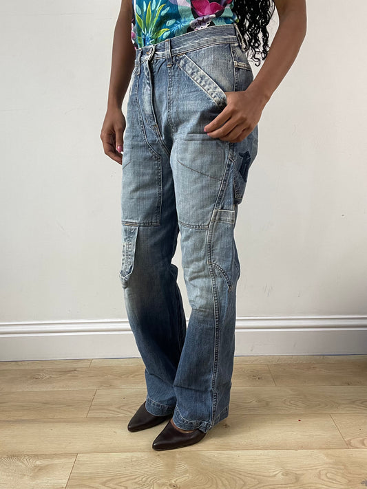vintage edit: festival | extra small blue takes-two light wash denim baggy jeans