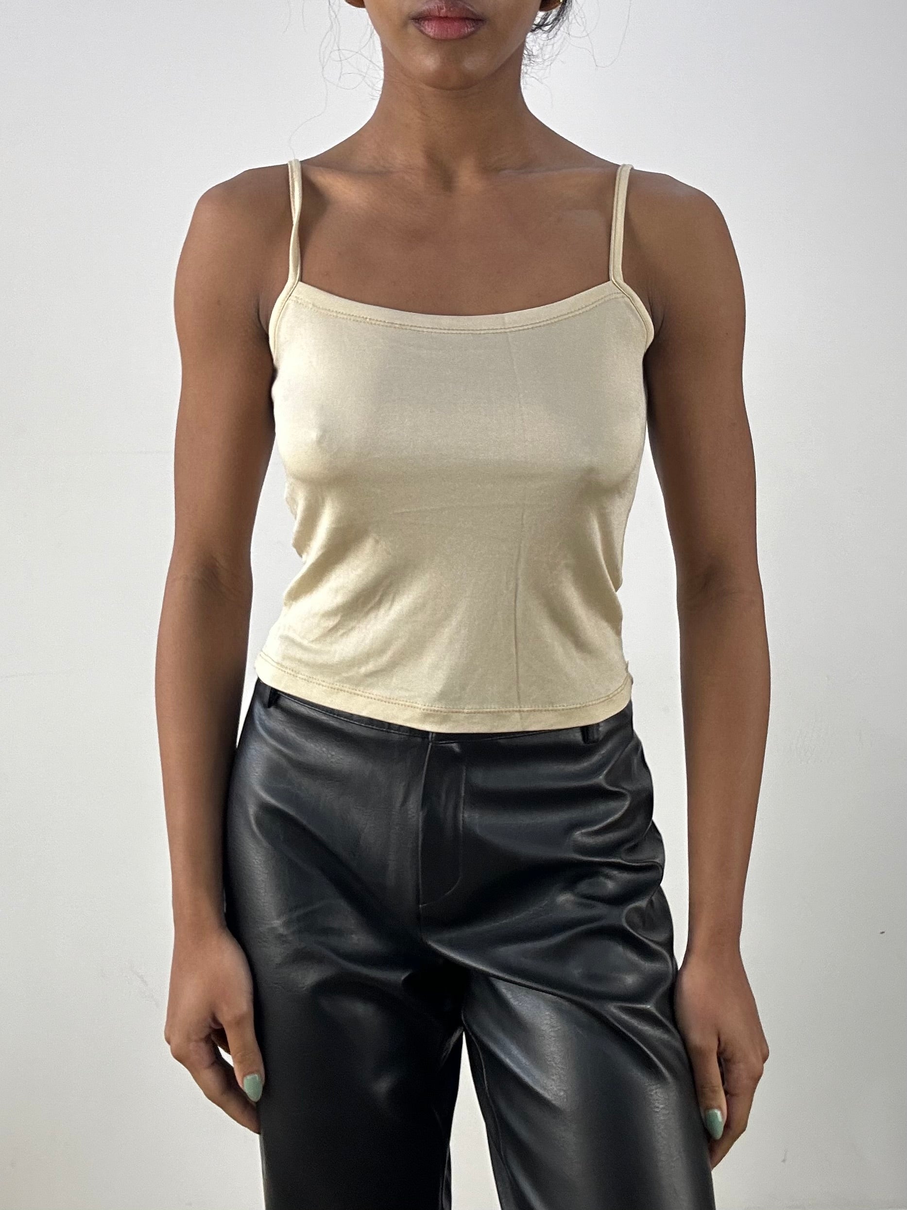 MOB WIFE DROP | small beige cropped cami top – remass