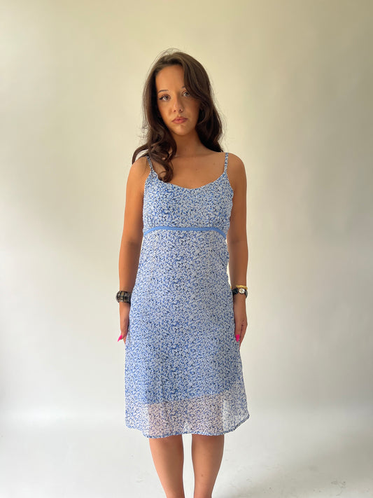 🪡SATC drop | medium blue patterned dress