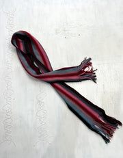 gilmore girls | pink, blue and burgundy striped knitted scarf