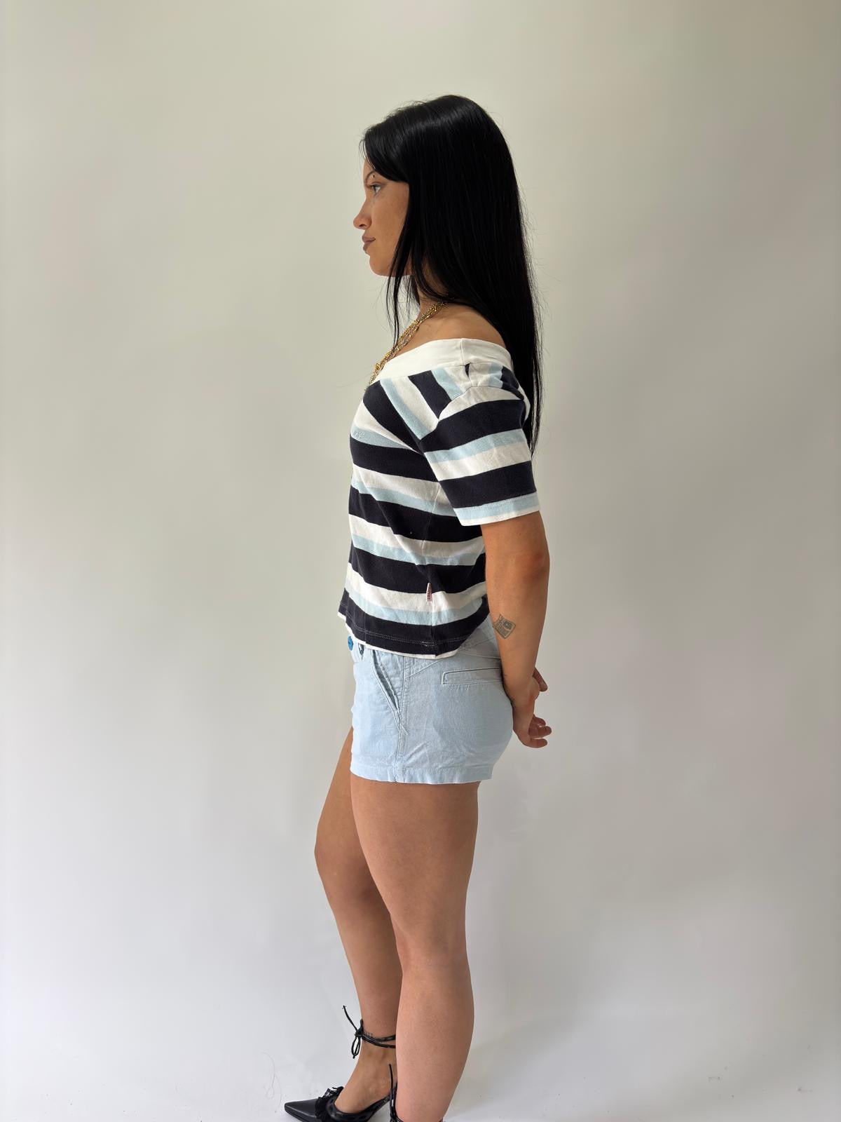 sailor drop | small blue and white esprit striped top