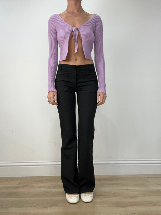 💻BEST PICKS | small purple ribbed front tie cardigan