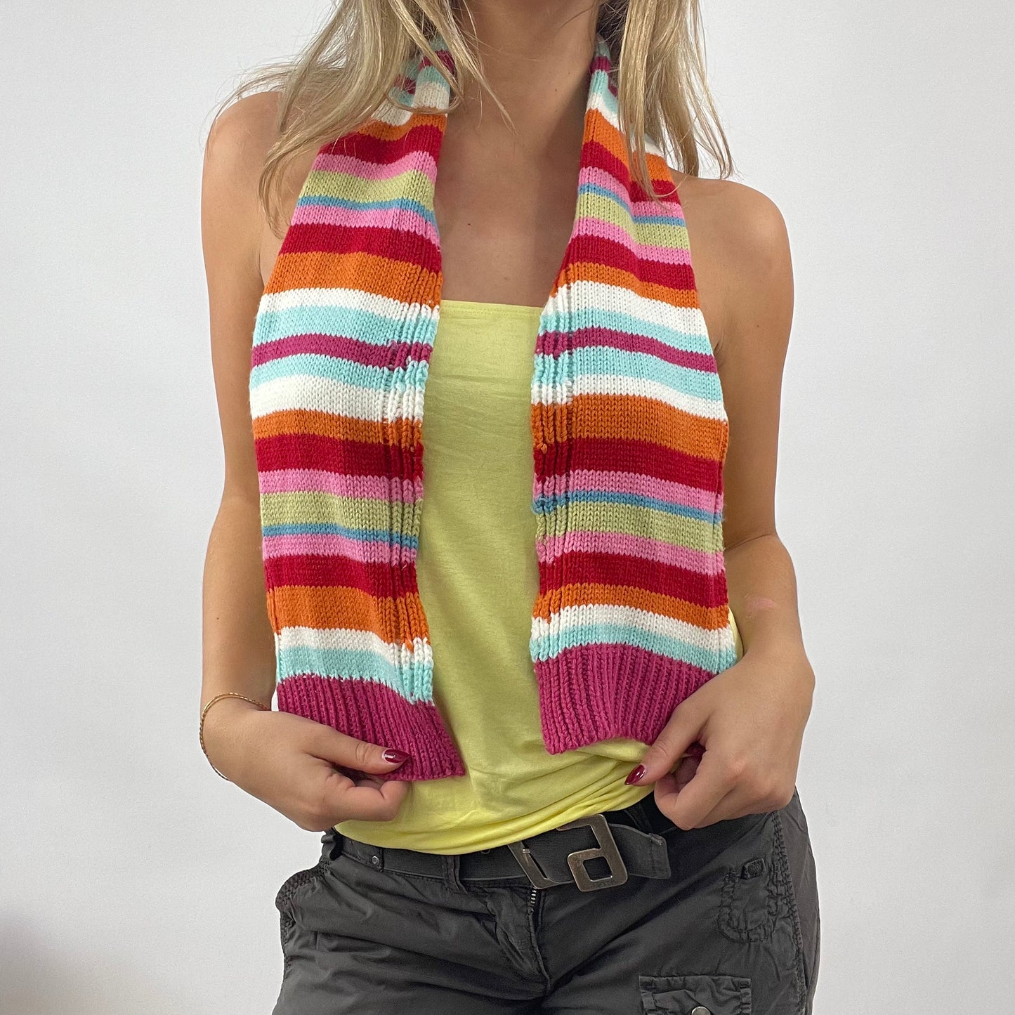 VINTAGE GEMS DROP | multicoloured knit striped scarf