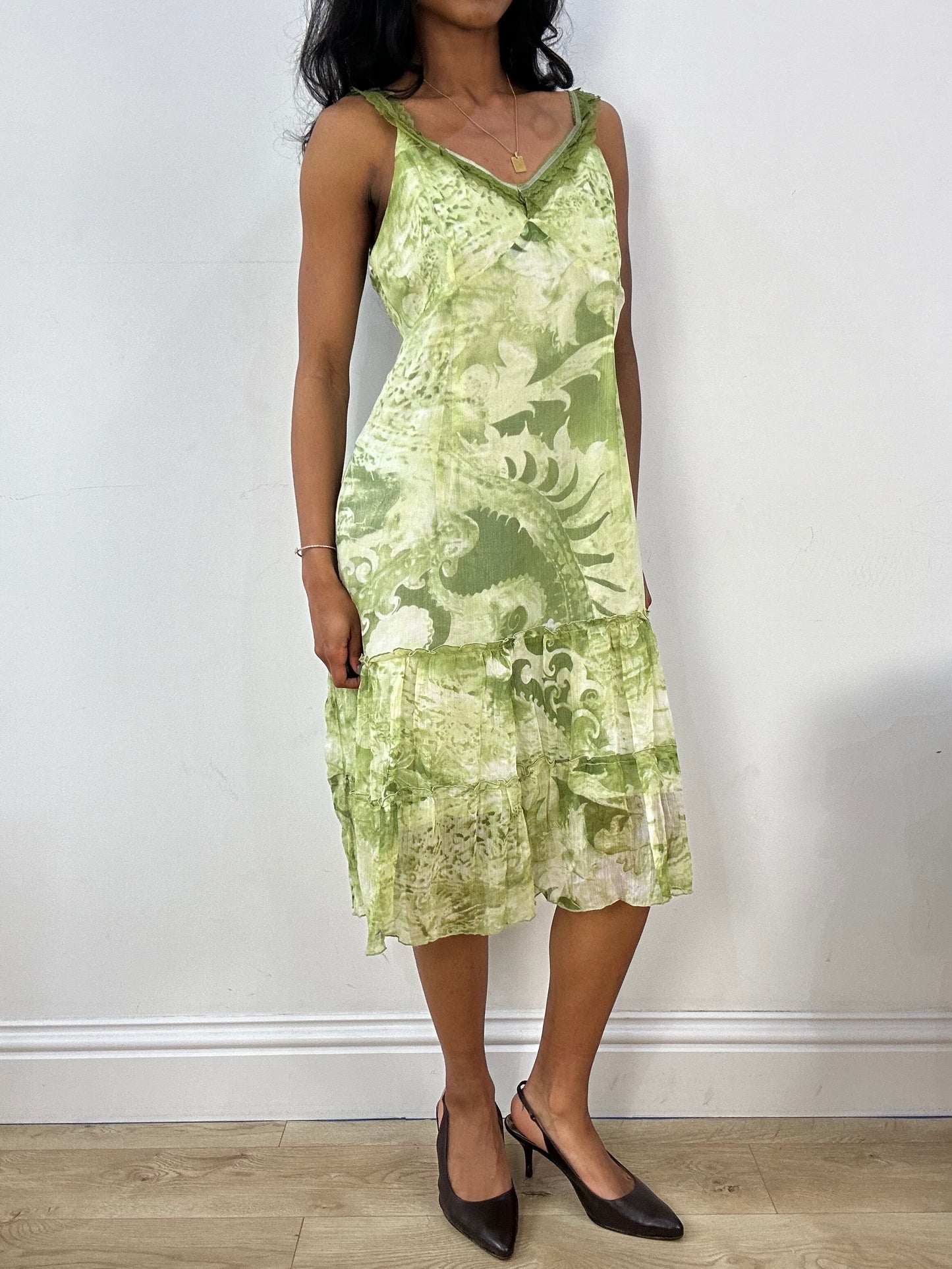 BEST PICKS | large green and white patterned midi dress