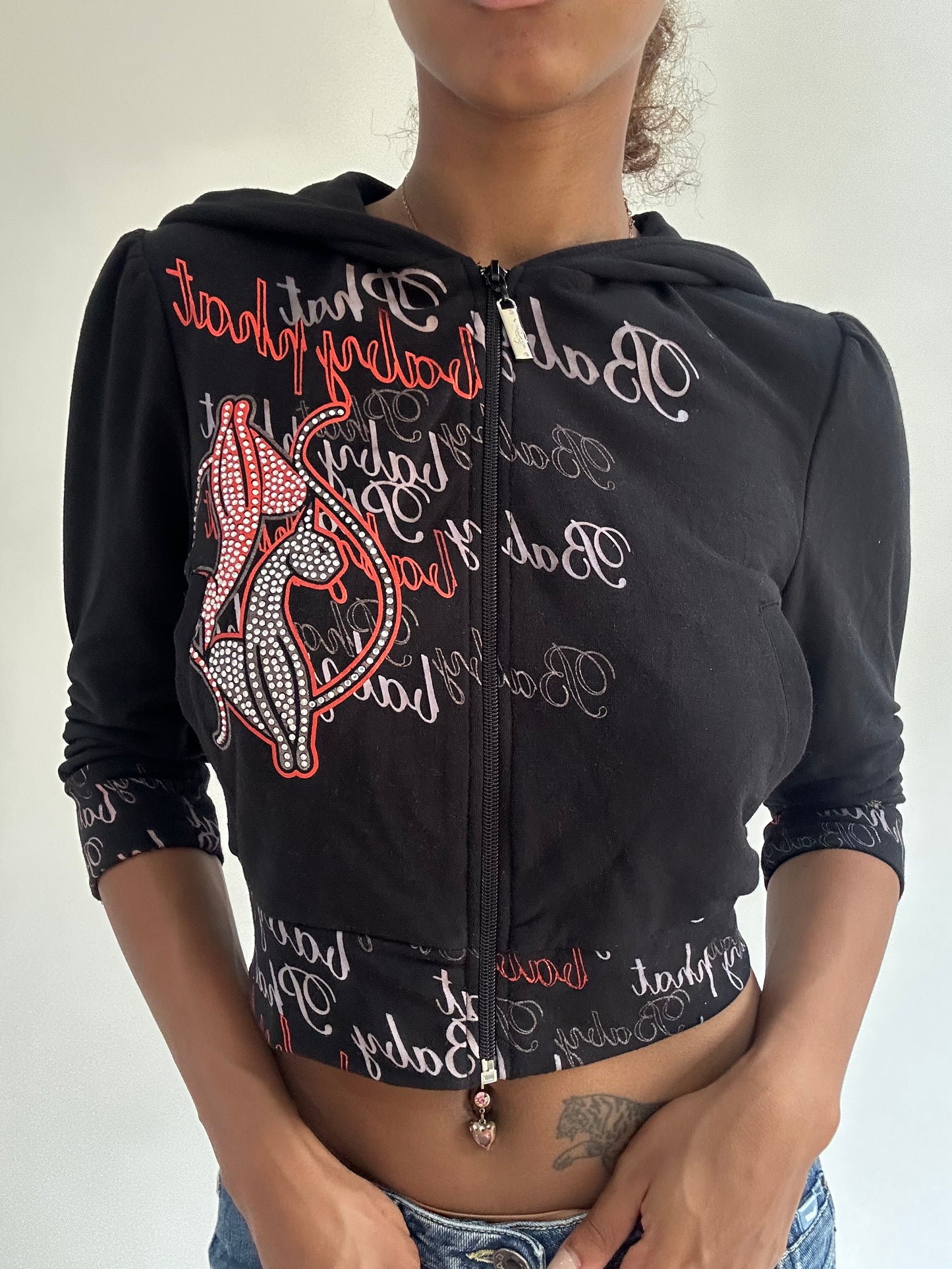 BEST PICKS | small/medium black puma cropped zip up hoodie