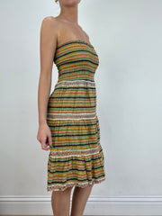 💻💚 vintage edit nineteen | small black and yellow striped bandeau style dress