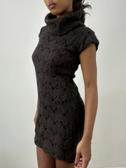 BEST PICKS | small brown knit mini dress with oversized turtleneck collar