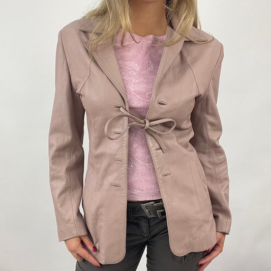 💻 VINTAGE GEMS DROP | small rosy beige faux leather jacket with bow detail