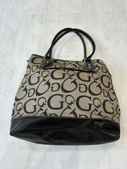 winter edit | beige and black guess shoulder bag with monogram print