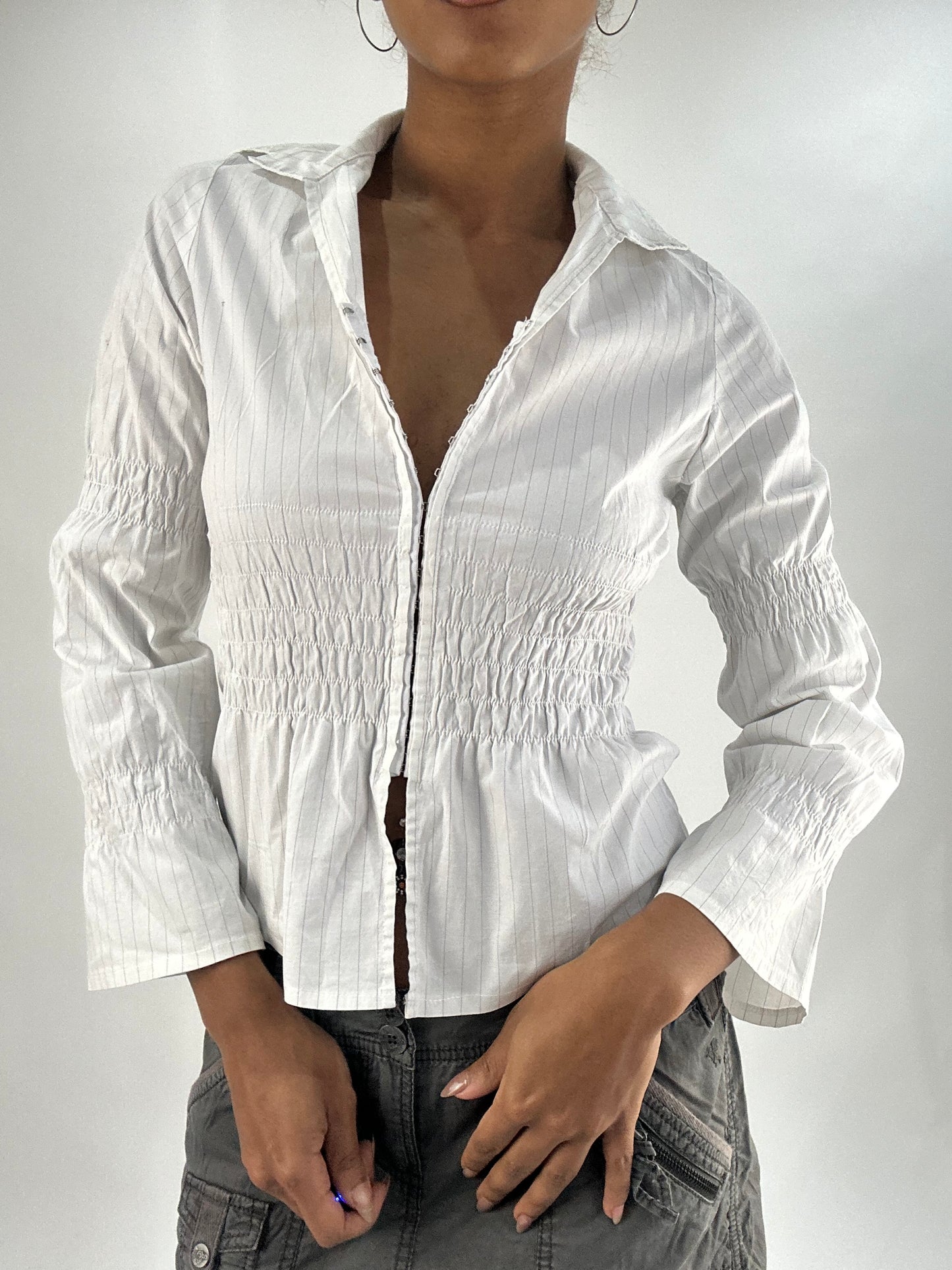 vintage edit thirty-five | small/medium white pinstripe top