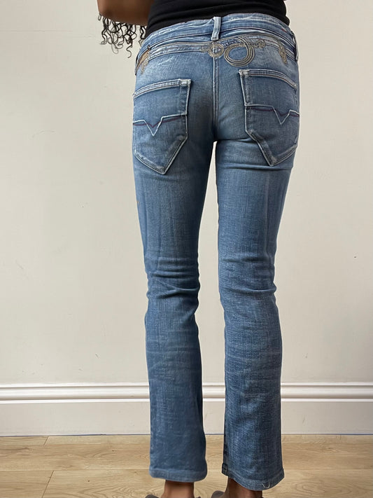 vintage edit: festival | Größe: S · Farbe: Blau · Material: Denim · Artikel: Jeans · Details: Stickerei + Detail + diesel