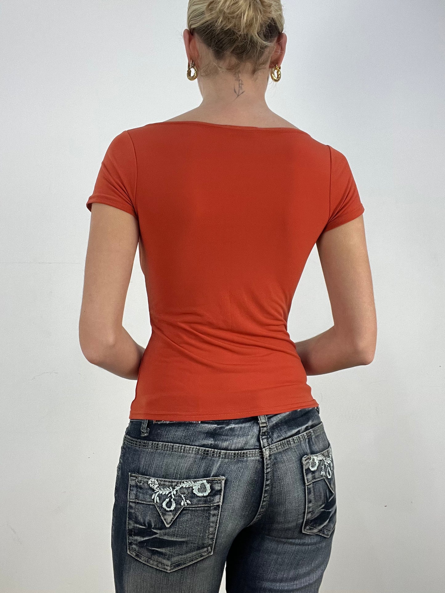 countryside | small orange orsay ruched top