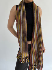 ‼️ one size orange yellow brown striped knit scarf