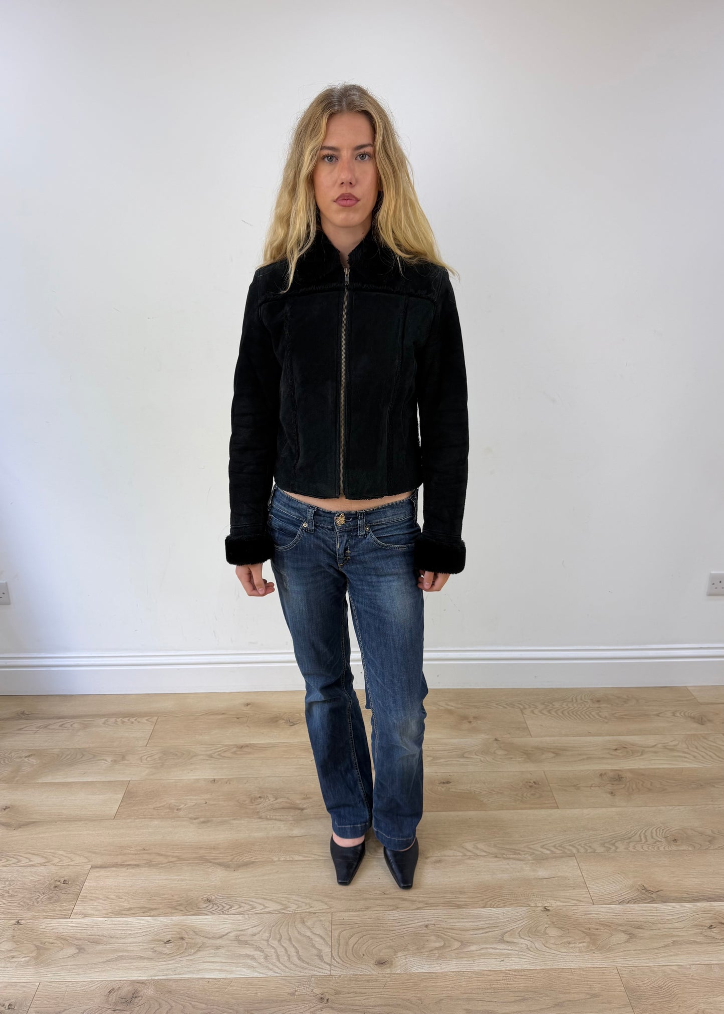 small black suede coat