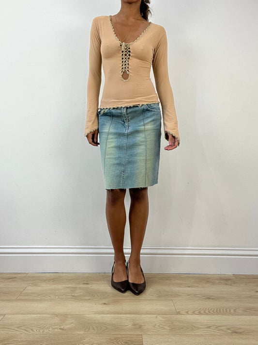 BEST PICKS | small blue denim midi skirt