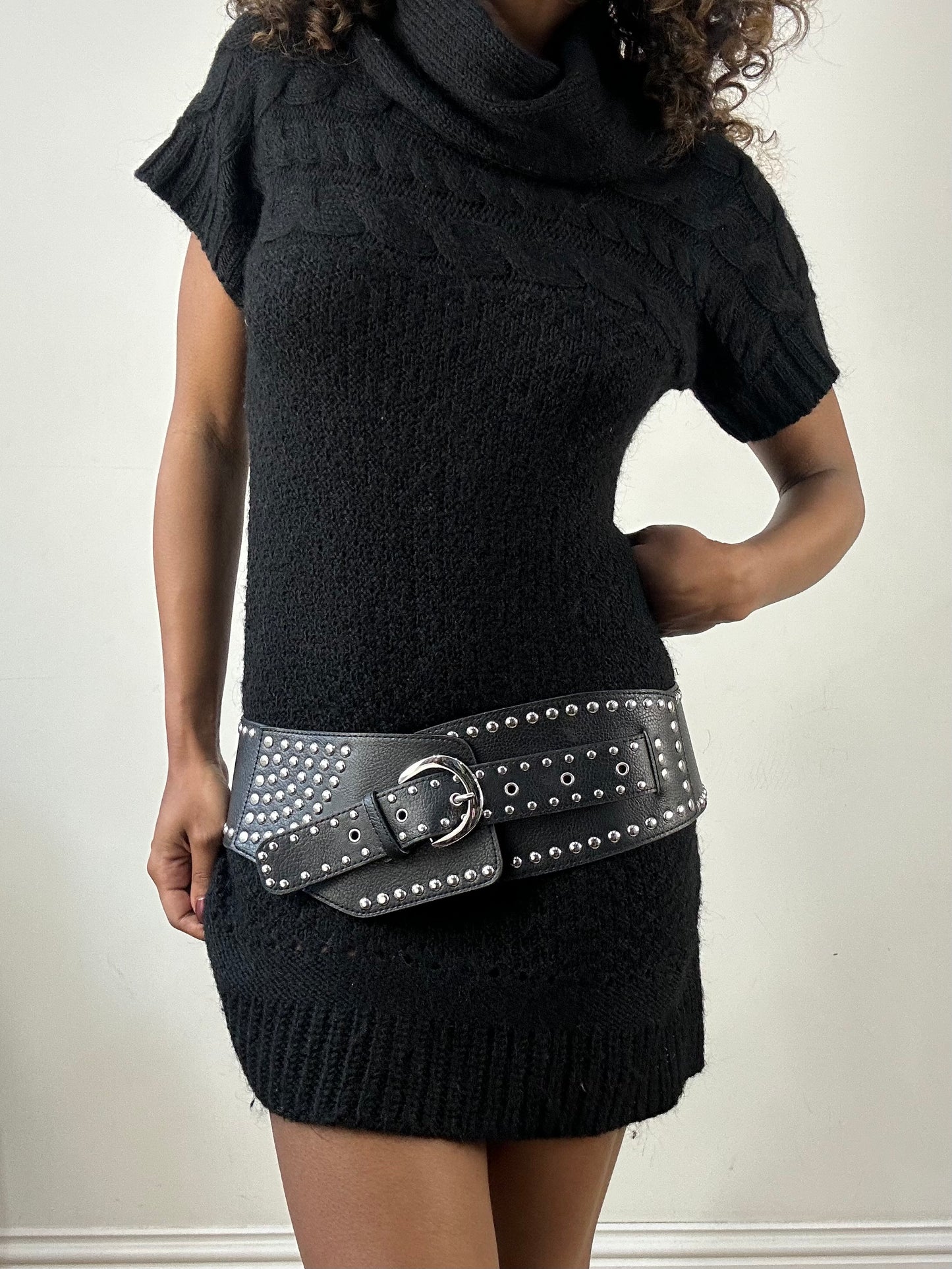 vintage edit thirty-four | oversized black studded buckle belt