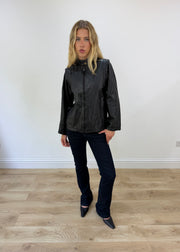 medium black leather motorbike jacket