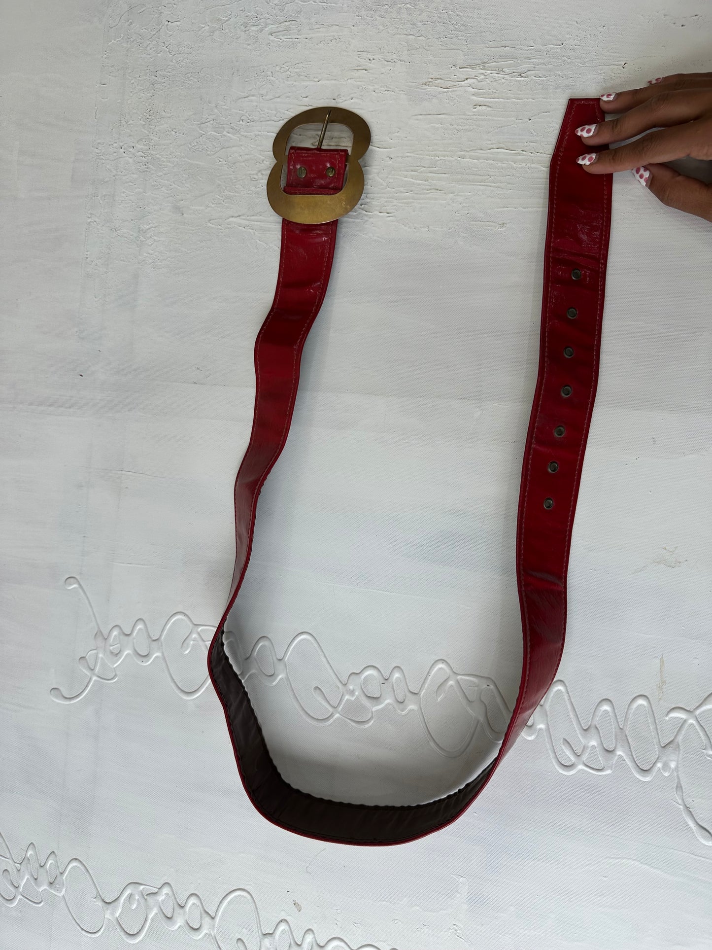 vintage edit twenty-nine | red belt with gold statement buckle