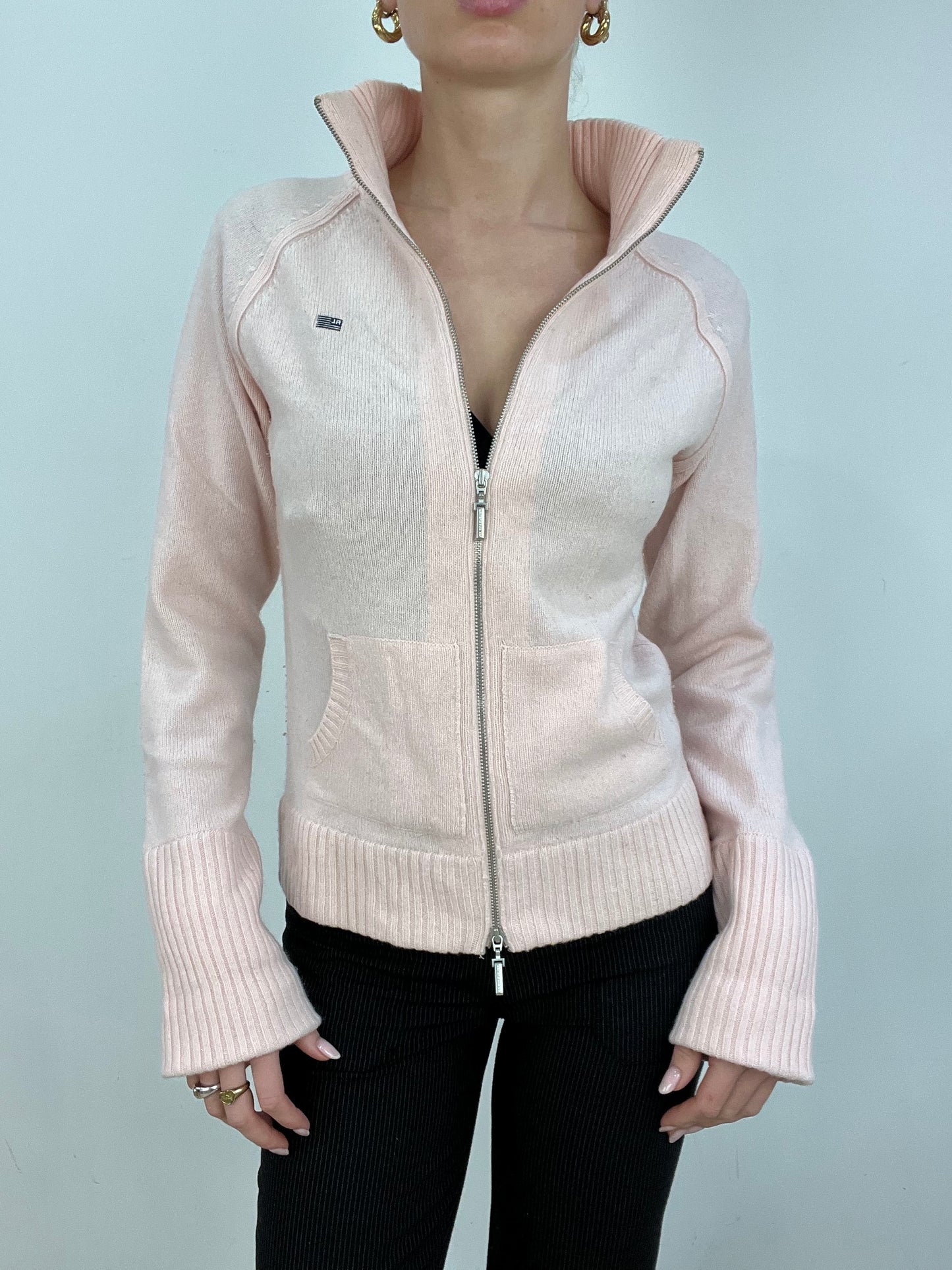 vintage edit seven | medium baby pink polo jeans dual zip jumper