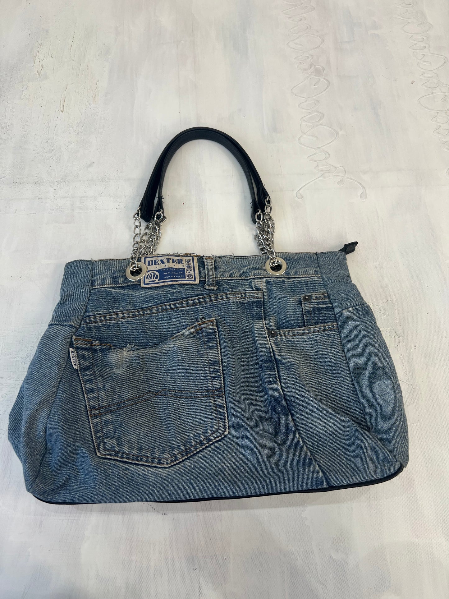 vintage edit sixteen | blue denim and silver handbag