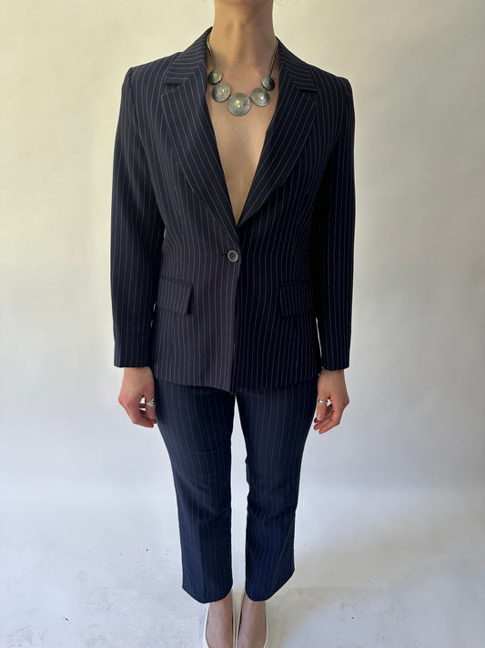 devil wears prada | small/medium blue navy kookai pinstripe set
