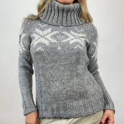 CHALET GIRL DROP | small grey patterned knit roll neck jumper