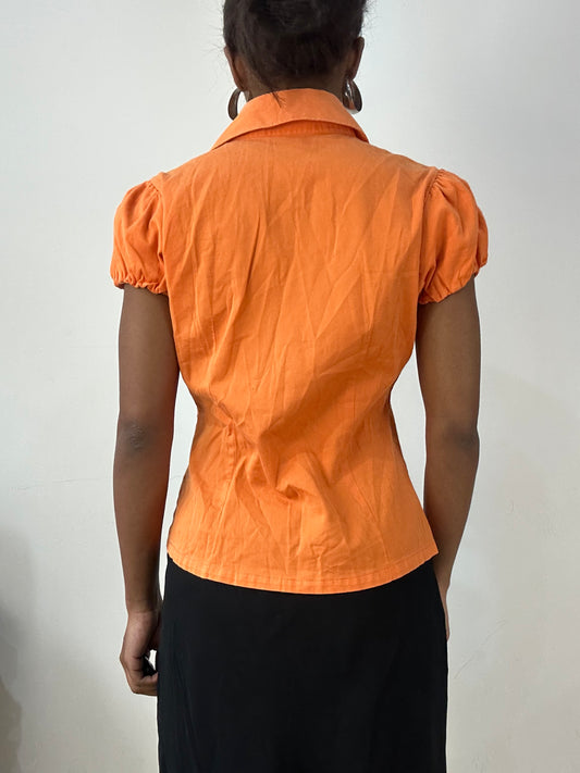 vintage edit: halloween | taille: S · couleur: orange · article: chemise · détails: manches courtes + boutonné