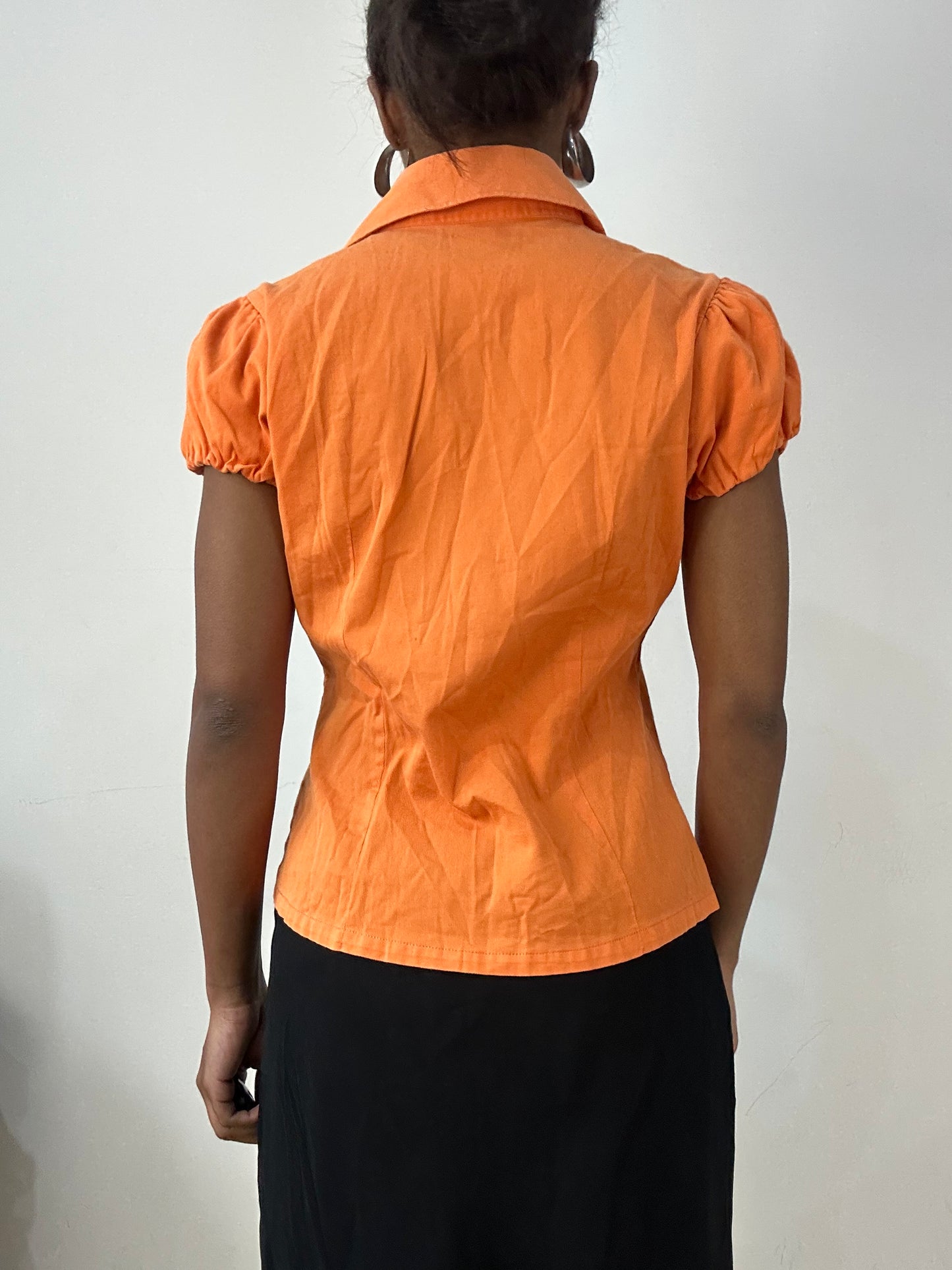vintage edit: halloween | small orange short sleeve button up shirt