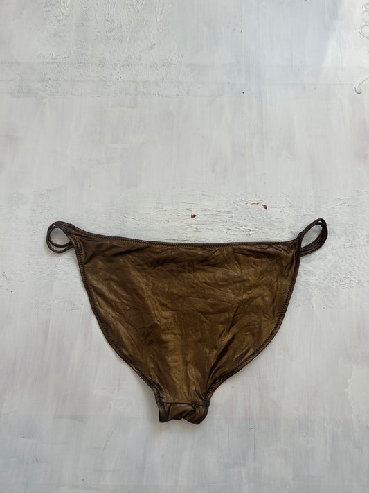 BRAT GIRL SUMMER DROP | medium brown metallic old label topshop bikini bottoms