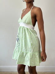 💻💚vintage edit thirty-one | taille: S · couleur: vert · article: robe · détails: encolure dos-nu + rayé + longueur mini