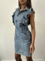 2016 edit | small/medium blue denim button up mini dress