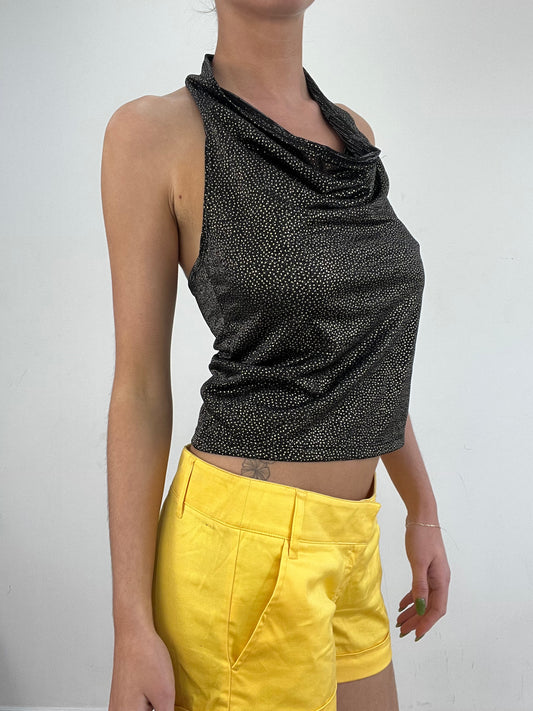 💻💚 vintage edit nineteen | small brown and gold polka dot halterneck top