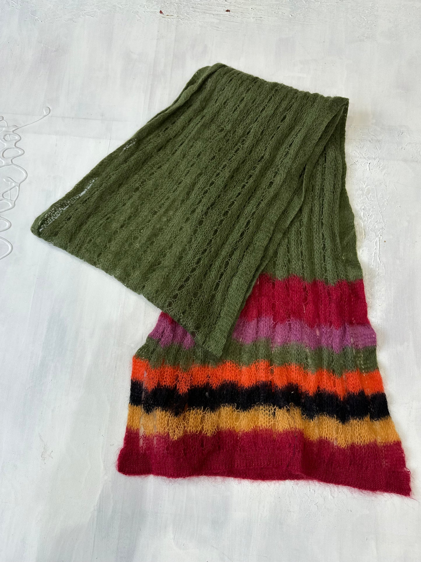 winter edit | green and red striped mohair scarf