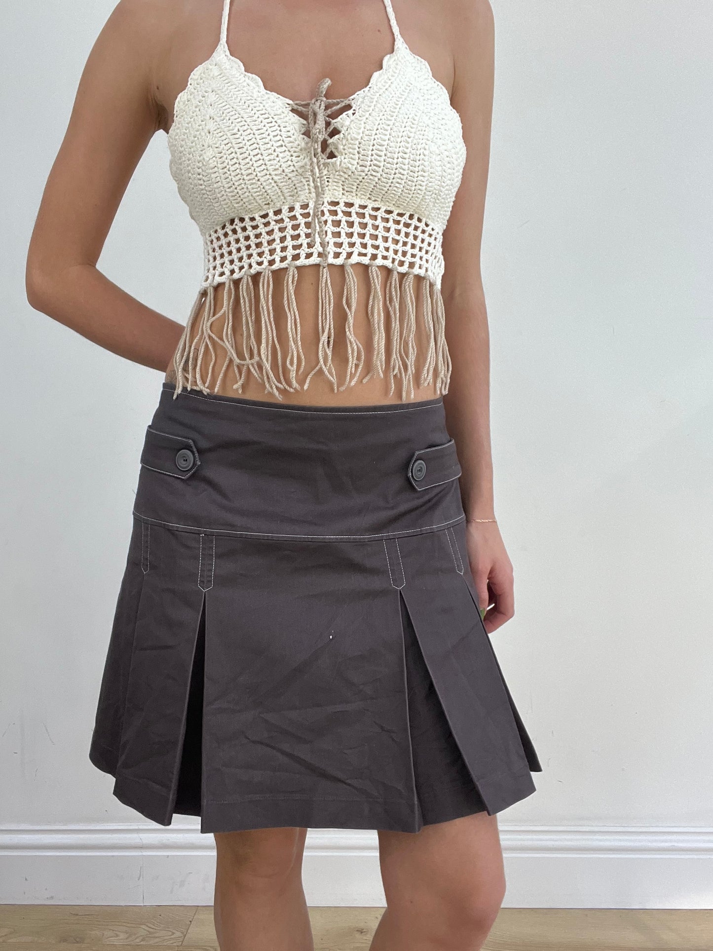 vintage edit seventeen | large brown orsay pleated skirt