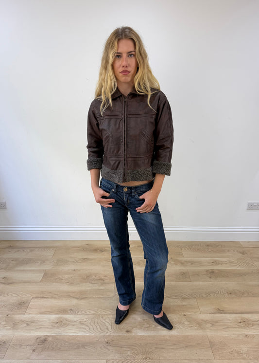 small brown faux leather jacket