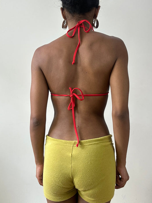 vintage edit twenty-nine | small red bikini set with tie side bottoms