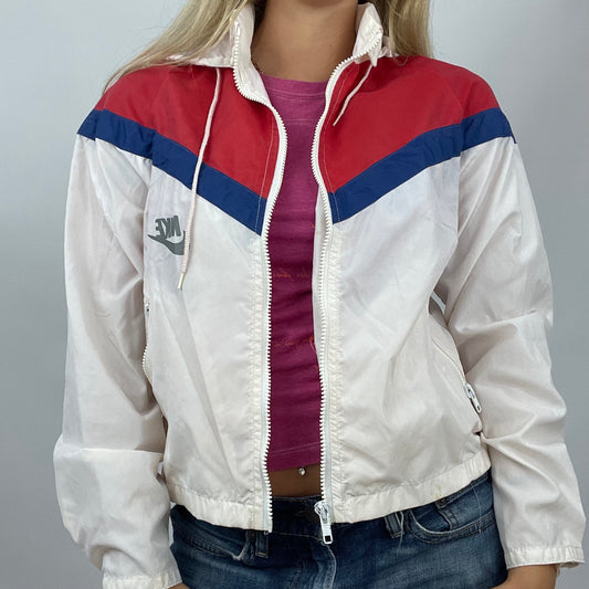 💚 HAILEY BIEBER DROP | small white, red & blue nike shell style zip up