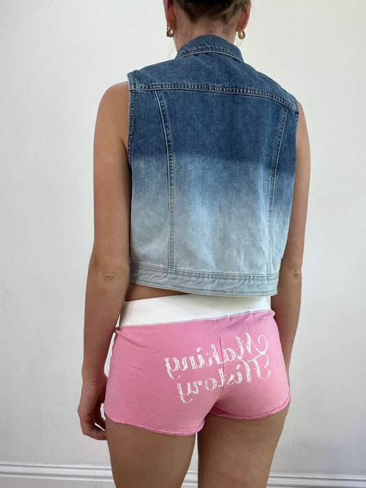 💻💚 miley cyrus edit | Pequena camisa de azul denim com efeito ombre