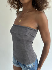 euro trash | small grey sparkle strapless top